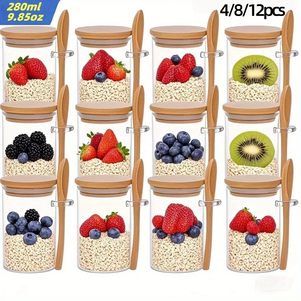 Meal Prep Oatmeal - 4/8/12Pcs, Oatmeal Breakfast Cups with Lids