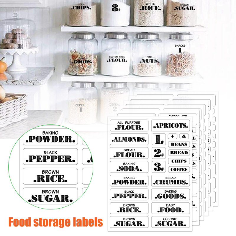 Spice Jar Labels - 132pcs Kitchen Food Stickers Waterproof Food