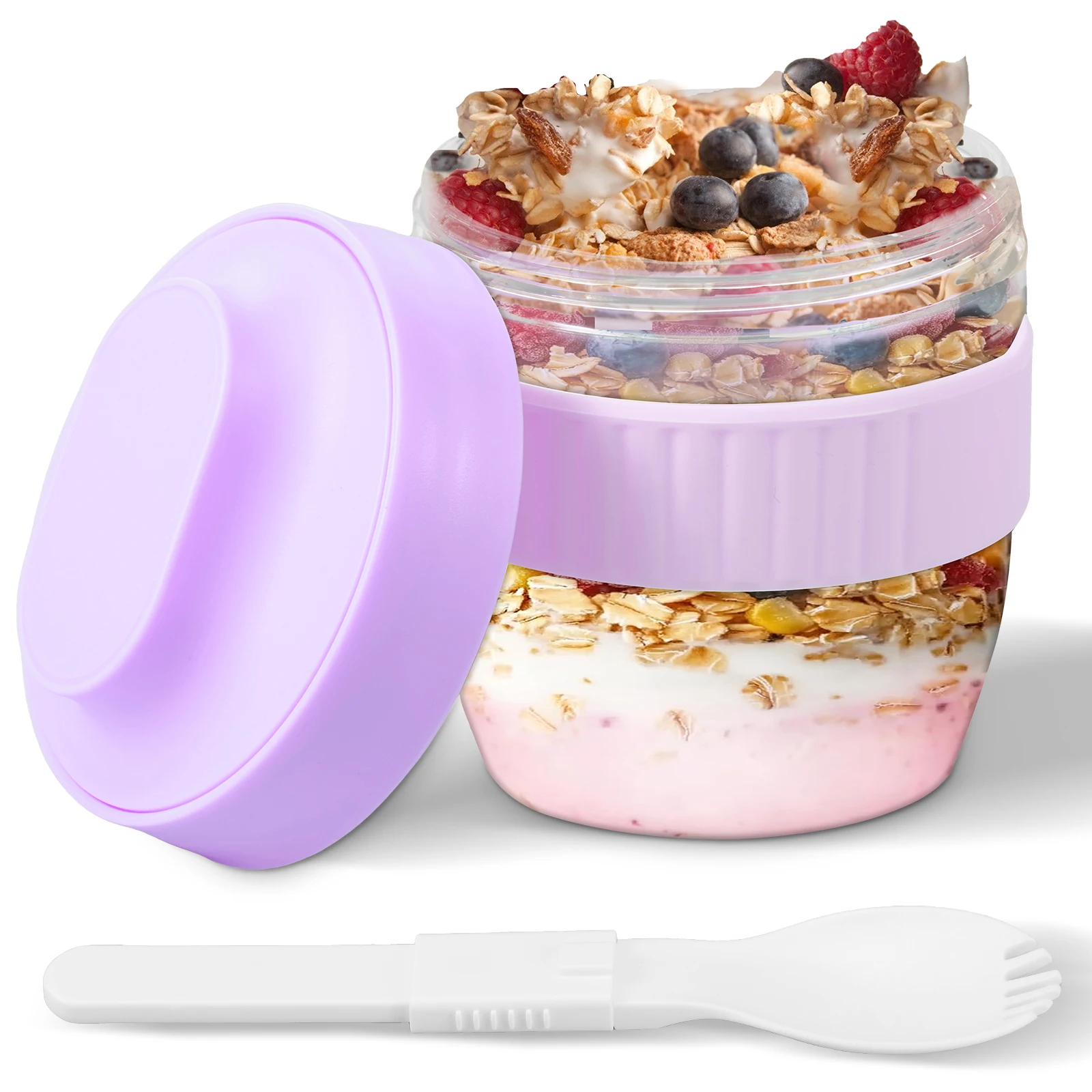 Meal Prep Oatmeal - Double Layer Overnight Oats Container with