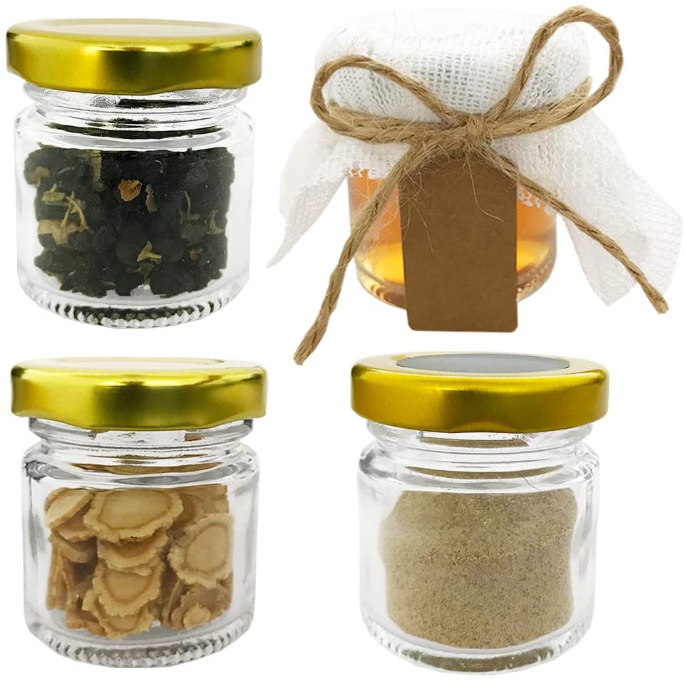 Glass Jars with Gold Lids, Min - Spice Jar Labels review and price